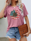 US Flag Flower Graphic Tee Dusty Pink Women's T-Shirts - Tophatter Daily Deals