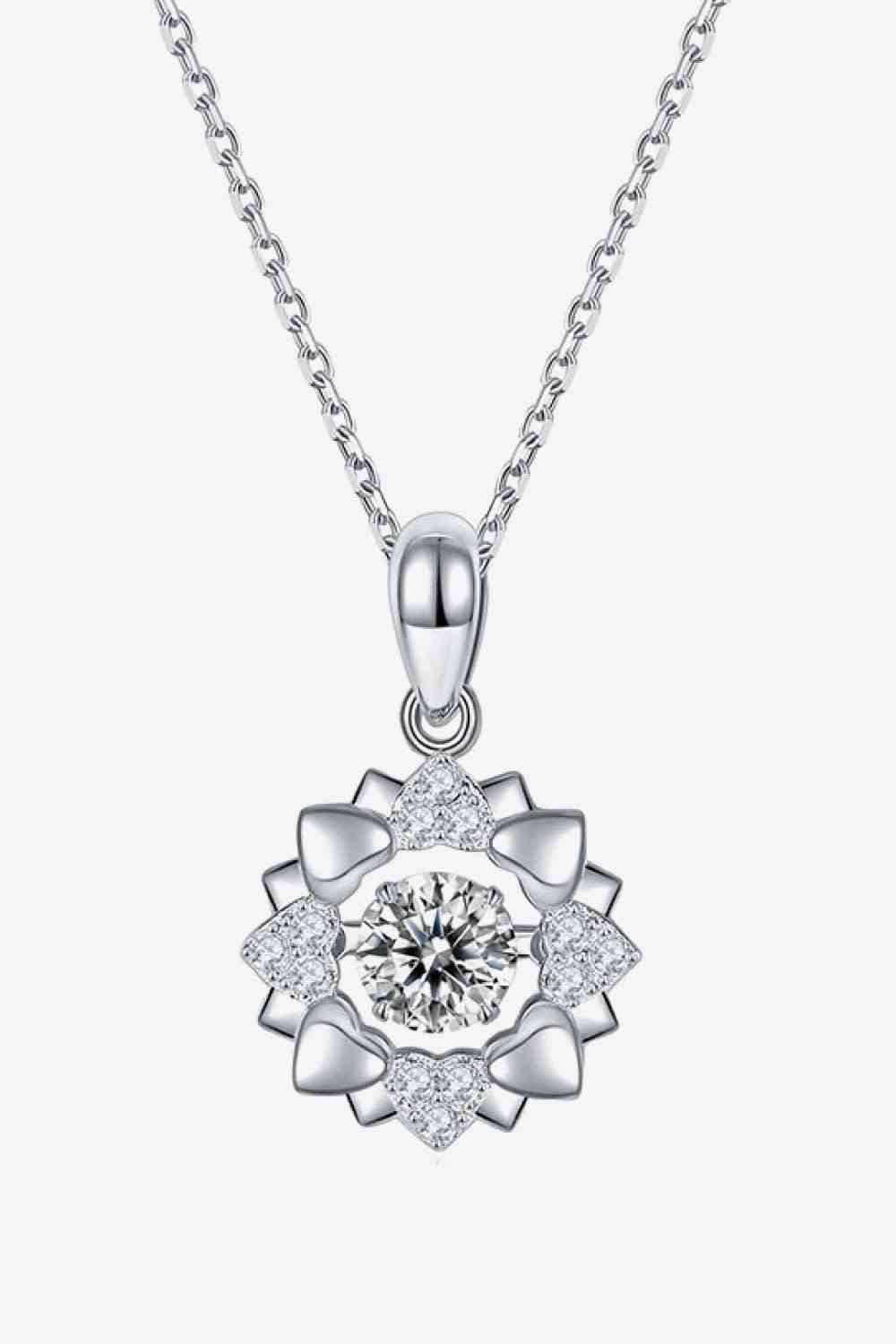 Moissanite Flower Shape Pendant Necklace Silver One Size Moissanite - Tophatter Daily Deals