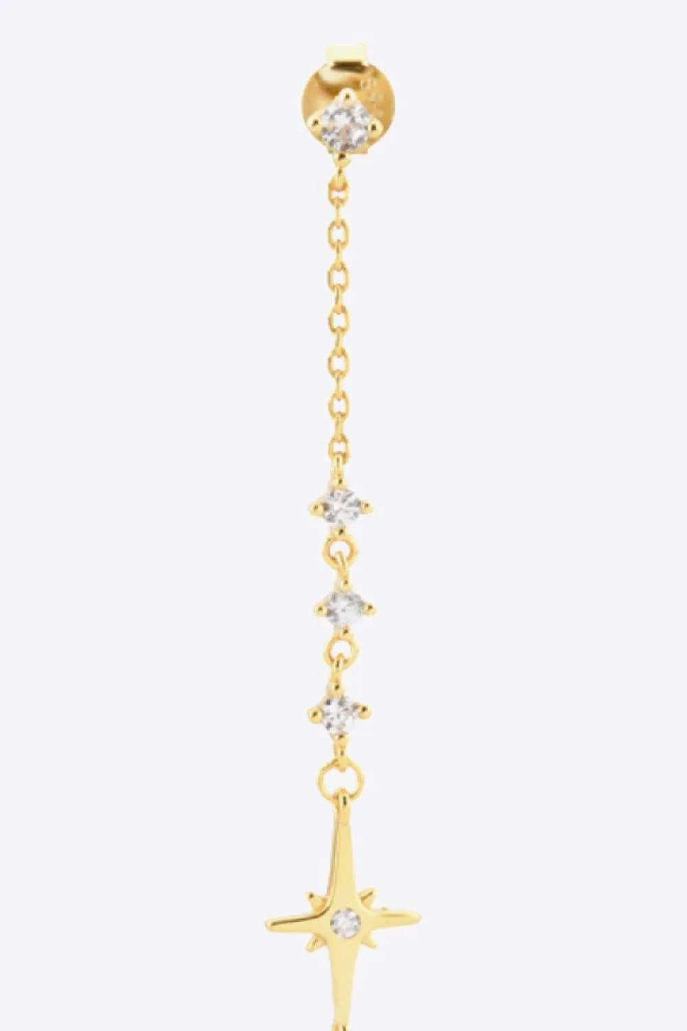 Inlaid Zircon 925 Sterling Silver Single Chain Earring Earrings - Tophatter Daily Deals