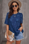 Round Neck Puff Sleeve Blouse Peacock Blue Blouses - Tophatter Daily Deals