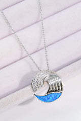 Opal and Zircon Wave Pendant Necklace Opal - Tophatter Daily Deals