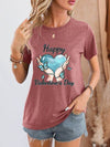 HAPPY VALENTINE'S DAY Round Neck Short Sleeve T-Shirt Light Mauve Women's T-Shirts - Tophatter Daily Deals