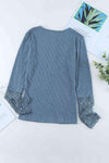 Crochet Lace Hem Sleeve Button Top Blouses - Tophatter Daily Deals