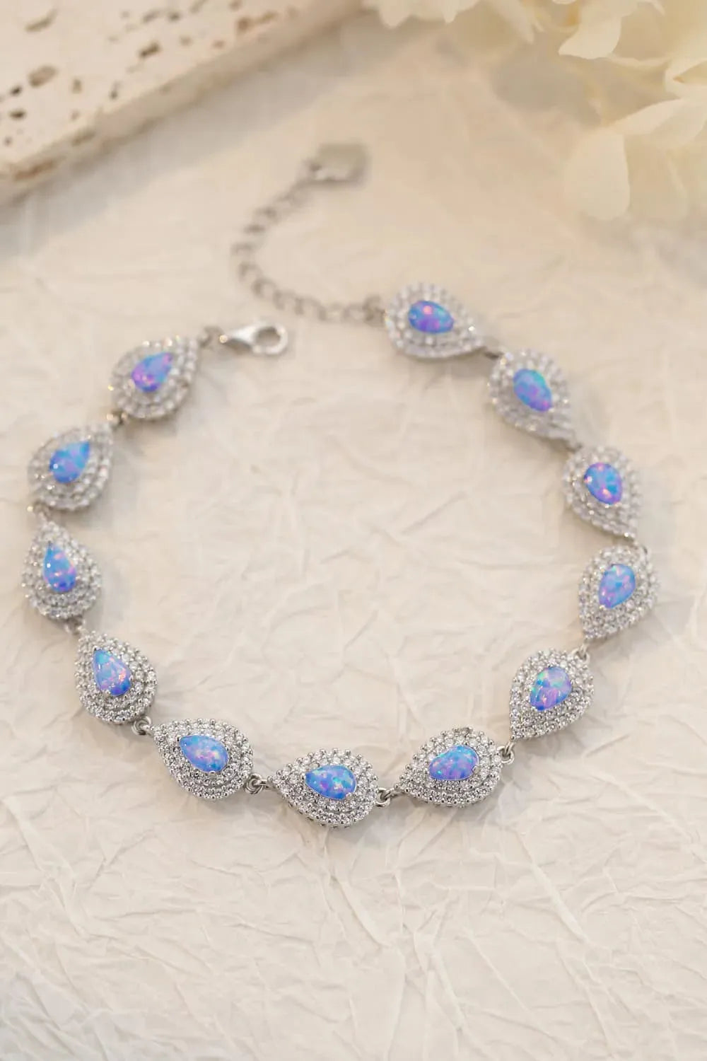 925 Sterling Silver Opal Bracelet Sky Blue One Size Opal - Tophatter Daily Deals