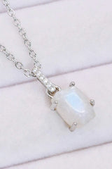 Natural Moonstone 4-Prong Pendant Necklace Moonstone - Tophatter Daily Deals