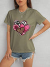 Heart Round Neck Short Sleeve T-Shirt Women's T-Shirts - Tophatter Daily Deals