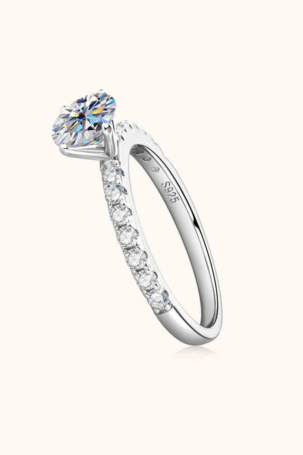 Moissanite Platinum-Plated Side Stone Ring Moissanite - Tophatter Daily Deals