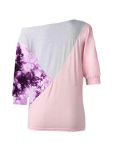 Color Block Three-Quarter Sleeve Blouse Blouses - Tophatter Daily Deals