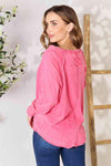 Zenana Round Neck Long Sleeve Top Blouses - Tophatter Daily Deals