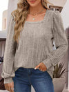 Square Neck Long Sleeve Top Blouses - Tophatter Daily Deals