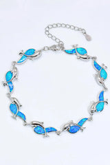 Opal Dolphin 925 Sterling Silver Bracelet Cobalt Blue One Size Opal - Tophatter Daily Deals