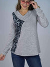 Leopard Print V-Neck Long Sleeve Tee Women's T-Shirts - Tophatter Daily Deals