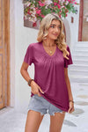 Ruched V-Neck Short Sleeve Tee Women's T-Shirts - Tophatter Daily Deals