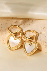 Inlaid Shell Heart Drop Earrings Earrings - Tophatter Daily Deals