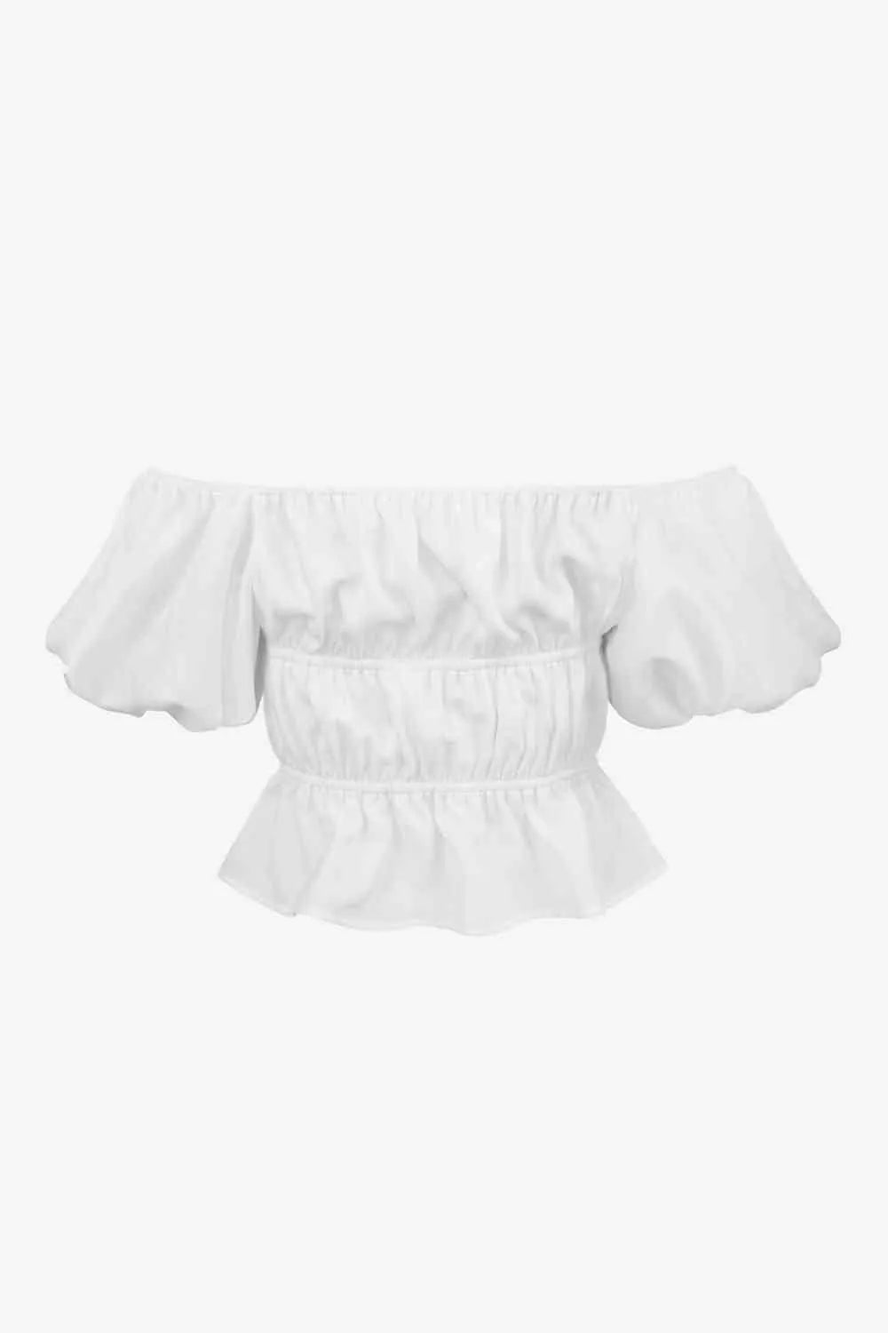 Square Neck Balloon Sleeve Cropped Blouse Blouses - Tophatter Daily Deals