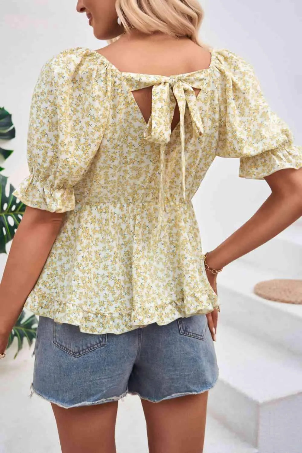 V-Neck Flounce Sleeve Blouse Blouses - Tophatter Daily Deals