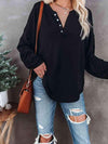 Buttoned Drop Shoulder Top Women's T-Shirts - Tophatter Daily Deals