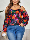 Plus Size Printed Cold Shoulder Long Sleeve Blouse - Tophatter Deals