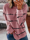 Striped Round Neck T-Shirt Dusty Pink Women's T-Shirts - Tophatter Daily Deals