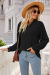 Long Puff Sleeve V-Neck Top Women's T-Shirts - Tophatter Daily Deals