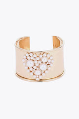 Heart Pearl Open Bracelet Gold One Size Bracelets - Tophatter Daily Deals