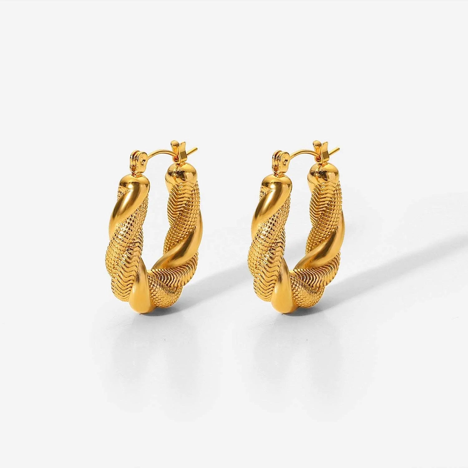 Twisted Hoop Earrings Gold One Size Earrings - Tophatter Daily Deals
