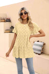 Openwork Round Neck Flounce Sleeve Blouse Blouses - Tophatter Daily Deals