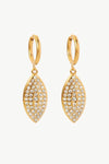 Inlaid Rhinestone Leaf Drop Earrings Gold One Size Earrings - Tophatter Daily Deals