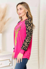 Heimish Full Size Animal Print Reindeer Top Blouses - Tophatter Daily Deals