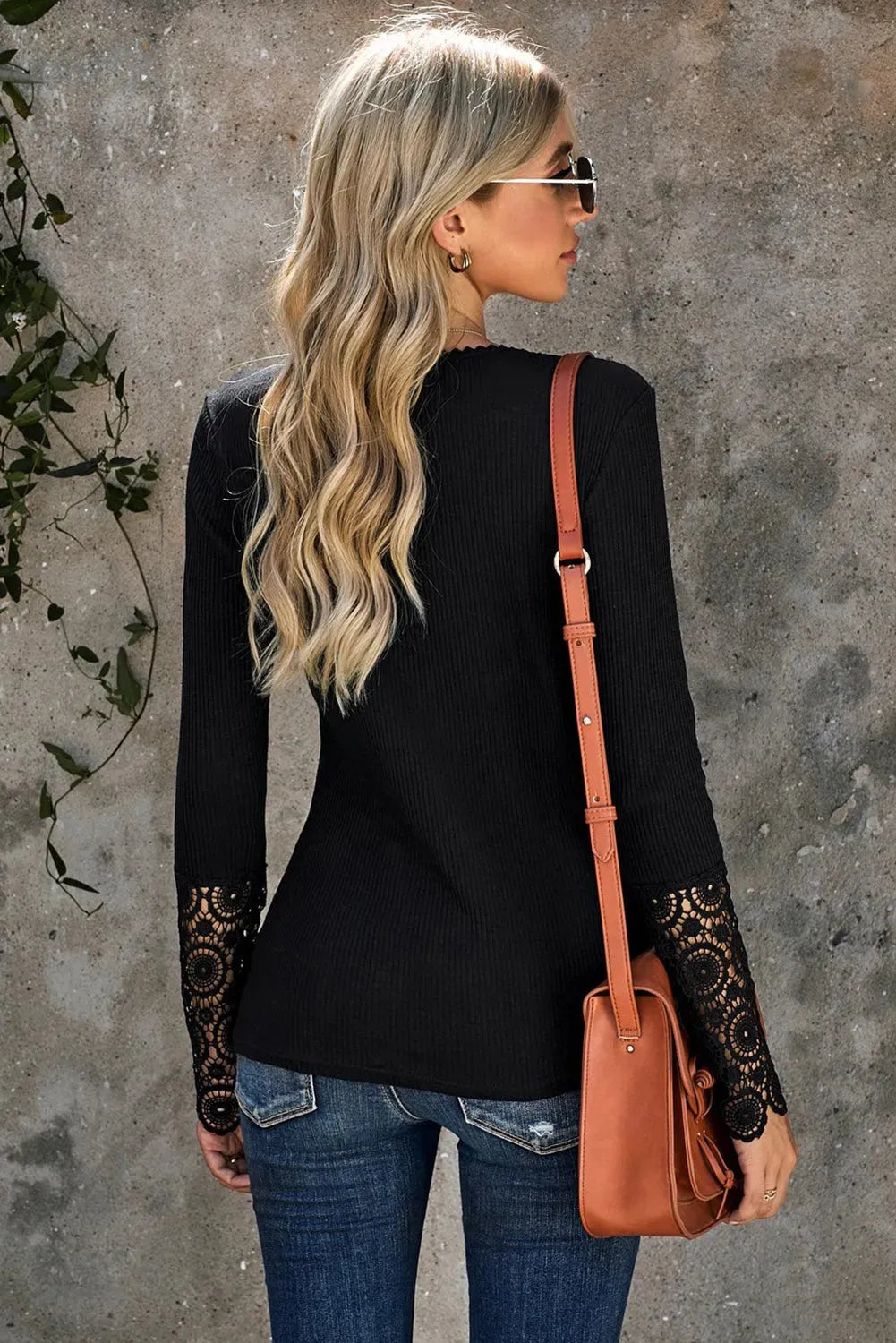 Crochet Lace Hem Sleeve Button Top Blouses - Tophatter Daily Deals