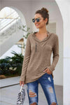 Zip Detail Long Sleeve Top Khaki Blouses - Tophatter Daily Deals