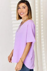 Zenana Texture Short Sleeve T-Shirt Blouses - Tophatter Daily Deals