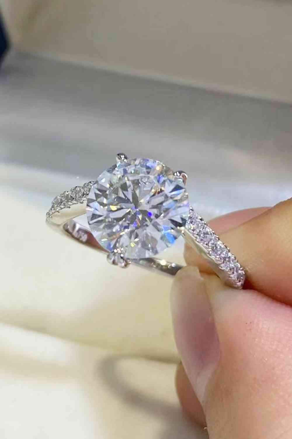 3 Carat Moissanite 925 Sterling Silver Ring Silver Moissanite - Tophatter Daily Deals