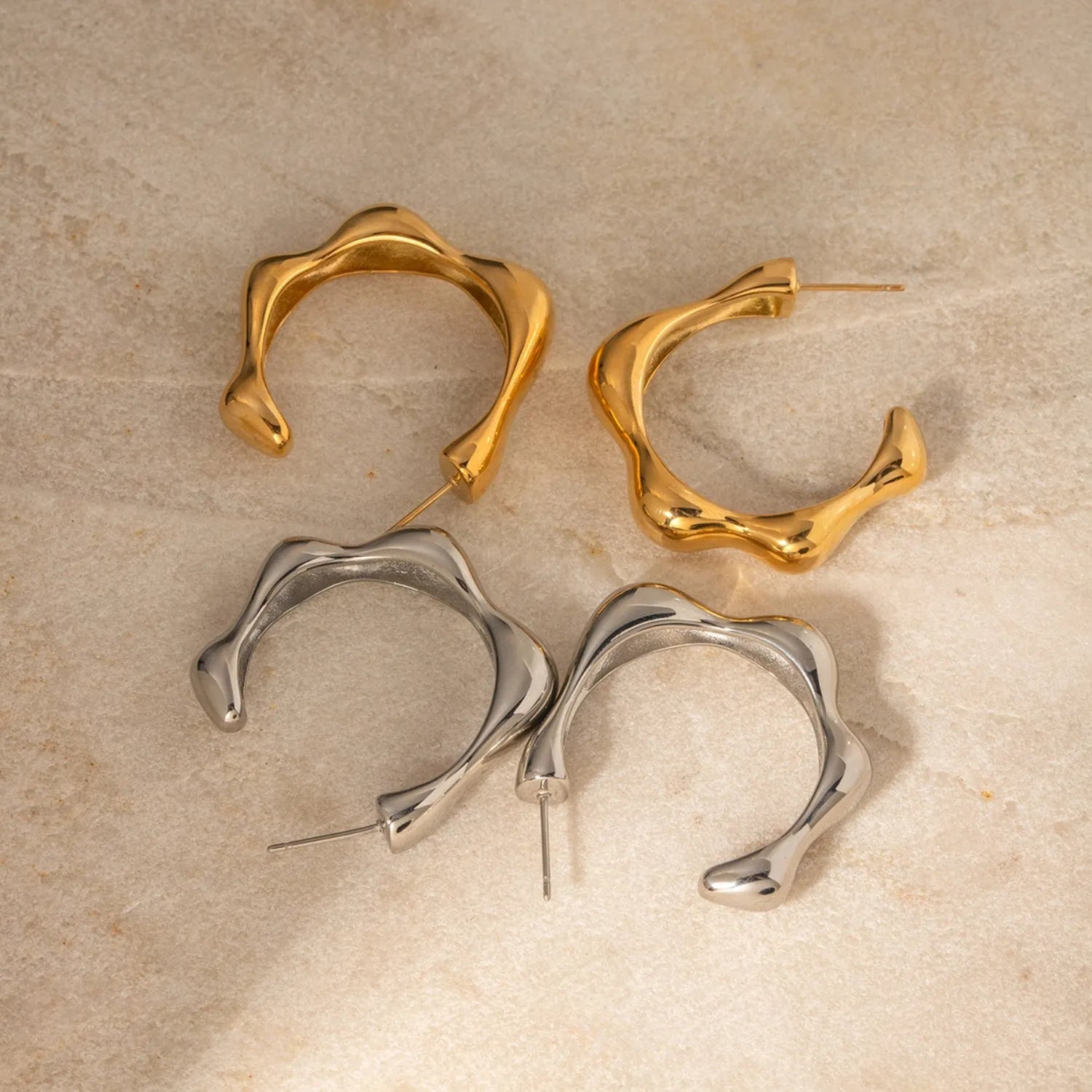 Stainless Steel C-Hoop Earrings Earrings - Tophatter Daily Deals