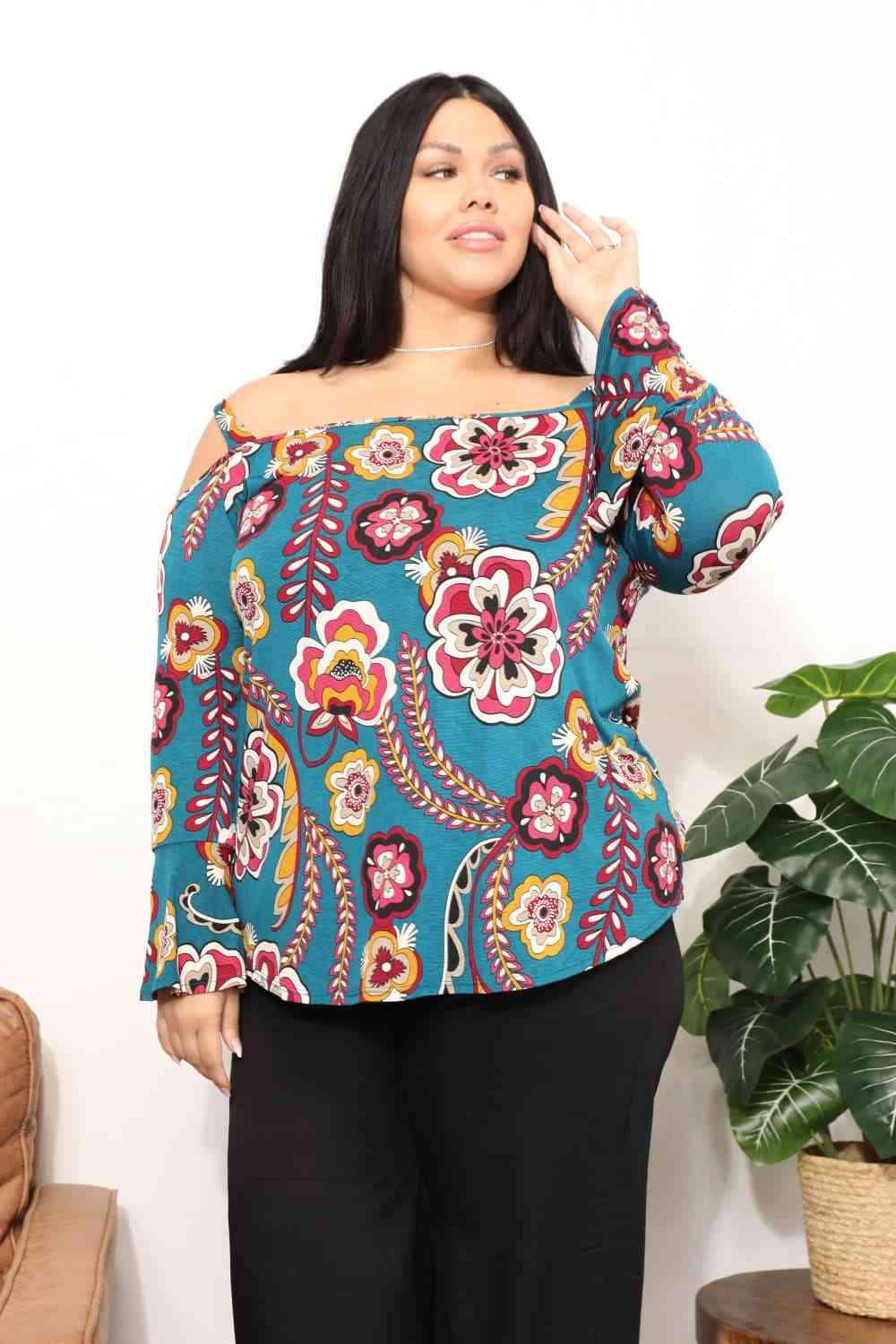 Sew In Love Full Size Floral Cold Shoulder Blouse Floral Blouses - Tophatter Daily Deals