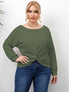 Plus Size Twisted Drop Shoulder T-Shirt Sage Women's T-Shirts - Tophatter Daily Deals