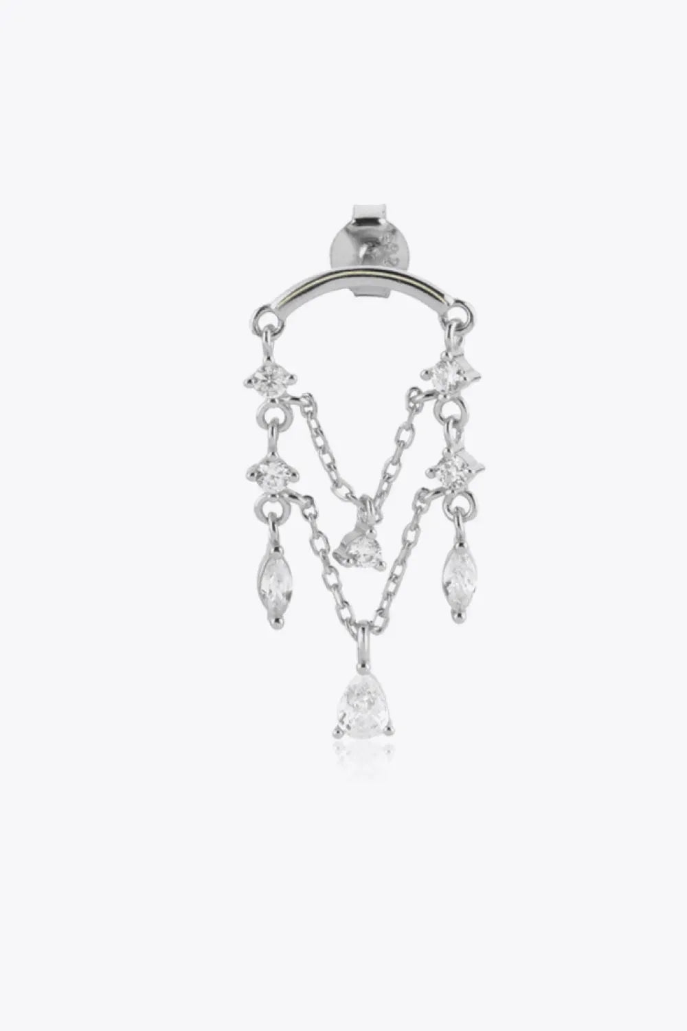 Zircon 925 Sterling Silver Single Chandelier Earring Silver One Size Earrings - Tophatter Daily Deals