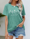 Graphic Round Neck Short Sleeve Tee Gum Leaf Women's T-Shirts - Tophatter Daily Deals