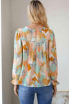 Printed Flounce Sleeve Buttoned Blouse Blouses - Tophatter Daily Deals