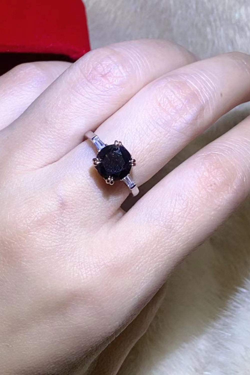 2 Carat Black Moissanite Platinum-Plated Ring Black Moissanite - Tophatter Daily Deals