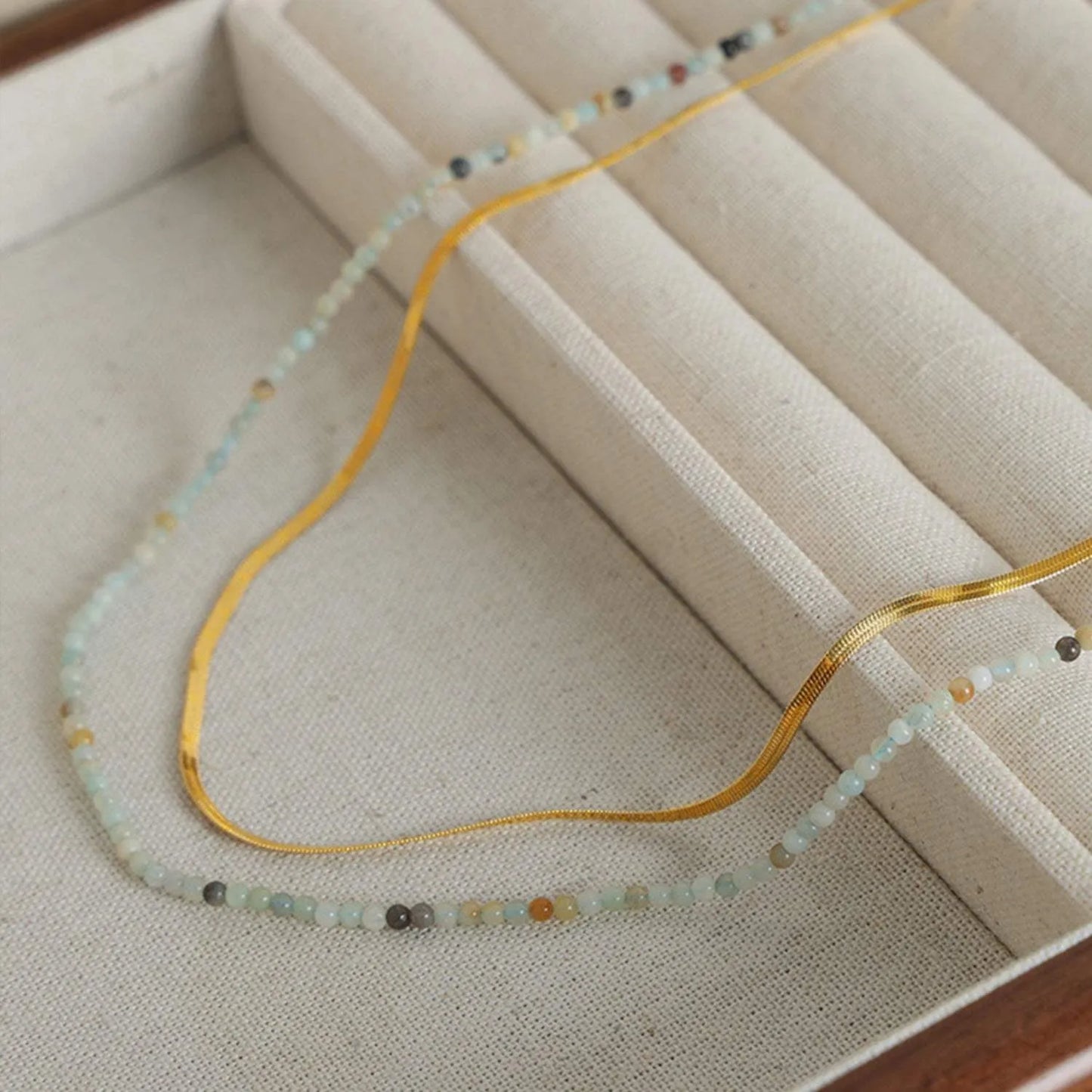 Beaded Titanium Steel Double-Layered Necklace Necklaces - Tophatter Daily Deals