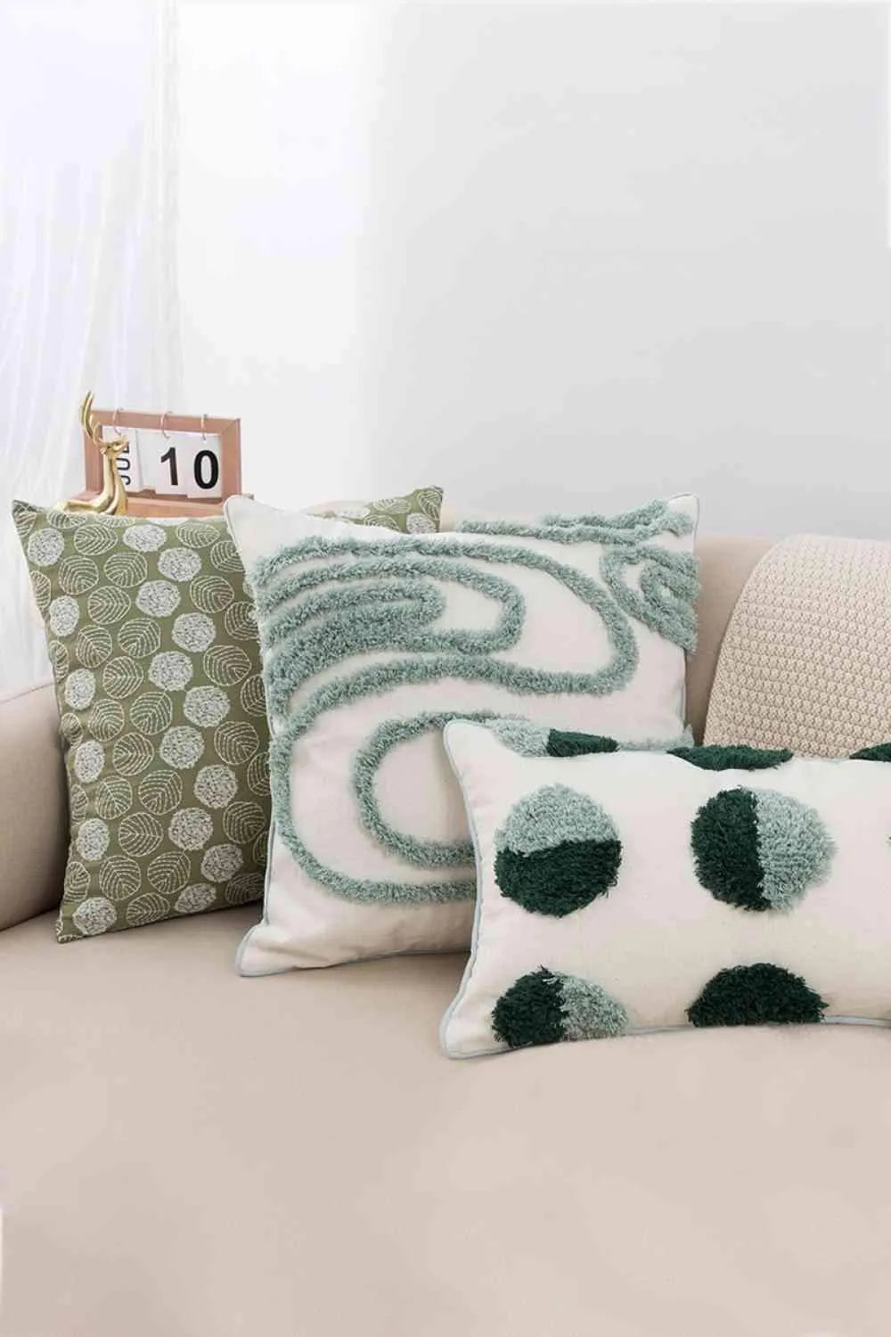 3-Pack Decorative Throw Pillow Cases Green Cream One Size Decorative Pillowcases - Tophatter Daily Deals