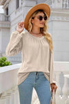 V-Neck Raglan Sleeve Ruched Detail Top Women's T-Shirts - Tophatter Daily Deals