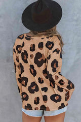 Full Size Leopard Print Round Neck Long Sleeve Tee Women's T-Shirts - Tophatter Daily Deals