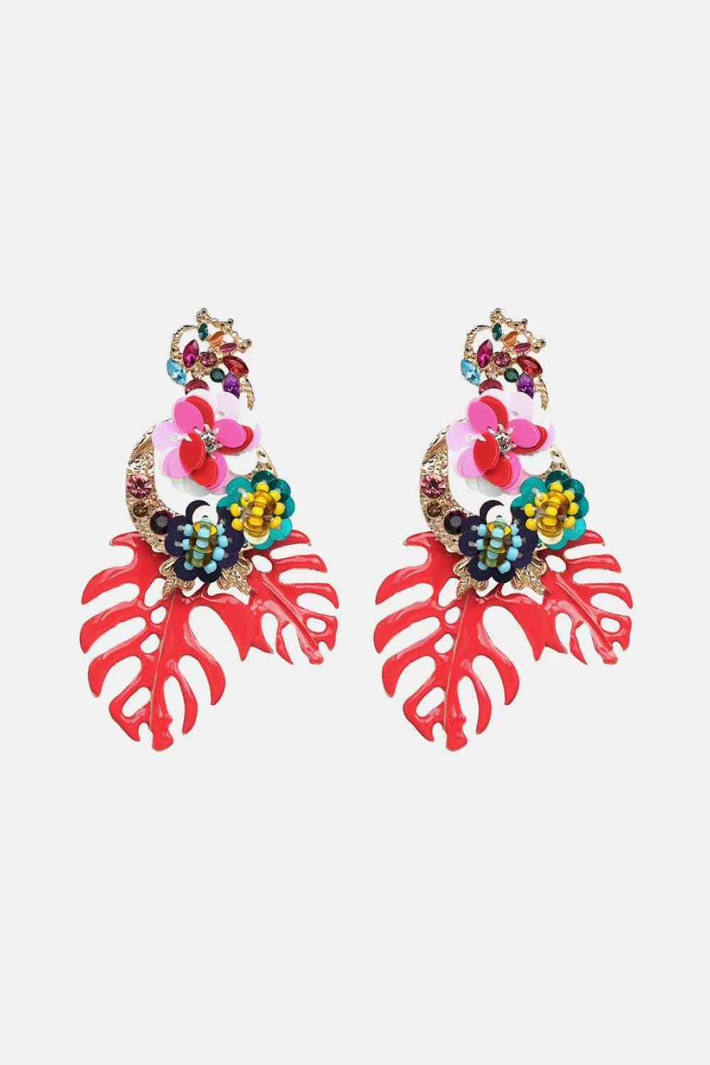 Leaf & Flower Shape Zinc Alloy Dangle Earrings Earrings - Tophatter Daily Deals