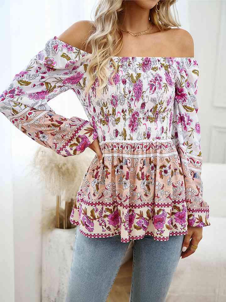 Square Neck Printed Blouse Blouses - Tophatter Daily Deals