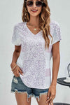 Leopard Striped V-Neck Tee Shirt White Purple Women's T-Shirts - Tophatter Daily Deals