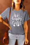 HAPPY EASTER Graphic Round Neck Tee Gray Women's T-Shirts - Tophatter Daily Deals