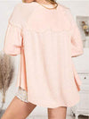 Waffle Knit Half Button Raw Hem Blouse Blouses - Tophatter Daily Deals