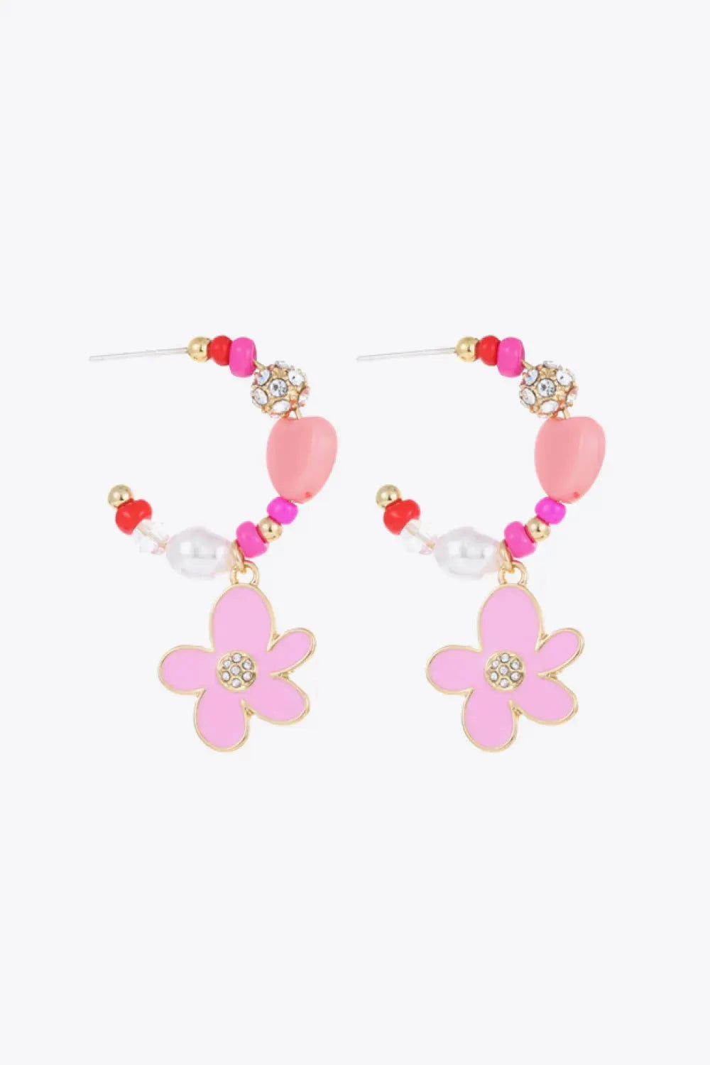 Flower C-Hoop Drop Earrings Floral One Size Earrings - Tophatter Daily Deals
